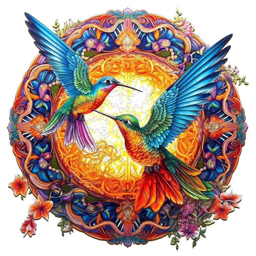 WoodBests Mandala Hummingbird Creative Wooden Puzzle 100pcs 8x8 in - Picture 7 of 7